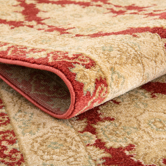 Red 6' 1 x 6' 1 Edinburgh Round Area Rug 100% Polypropylene Easy Clean With Cotton Backing Traditional Classic Design Carpet for Living, Dining Room, Office for Sale at Rug Engine