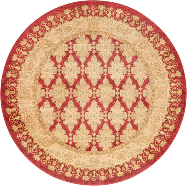 Red 6' 1 x 6' 1 Edinburgh Round Area Rug 100% Polypropylene Easy Clean With Cotton Backing Traditional Classic Design Carpet for Living, Dining Room, Office for Sale at Rug Engine