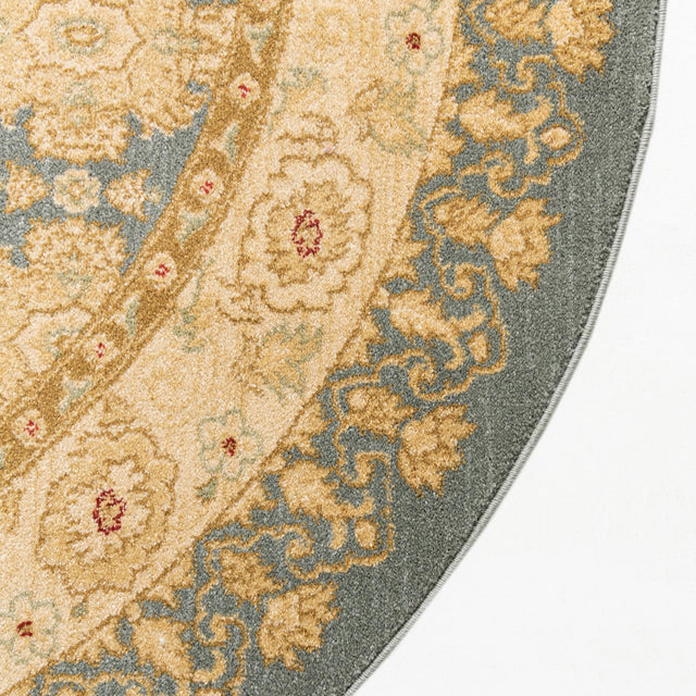 Blue 6' 1 x 6' 1 Edinburgh Round Area Rug 100% Polypropylene Easy Clean With Cotton Backing Traditional Classic Design Carpet for Living, Dining Room, Office for Sale at Rug Engine