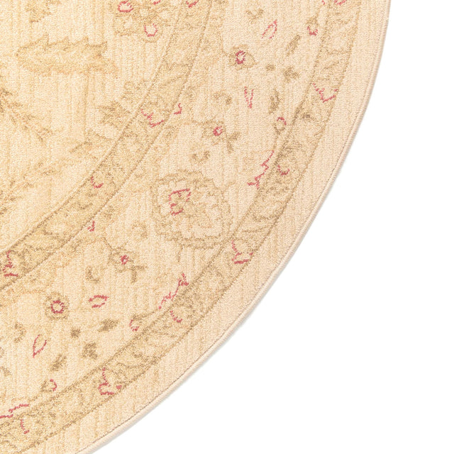 Cream 6' 1 x 6' 1 Edinburgh Round Area Rug 100% Polypropylene Easy Clean With Cotton Backing Traditional Classic Design Carpet for Living, Dining Room, Office for Sale at Rug Engine