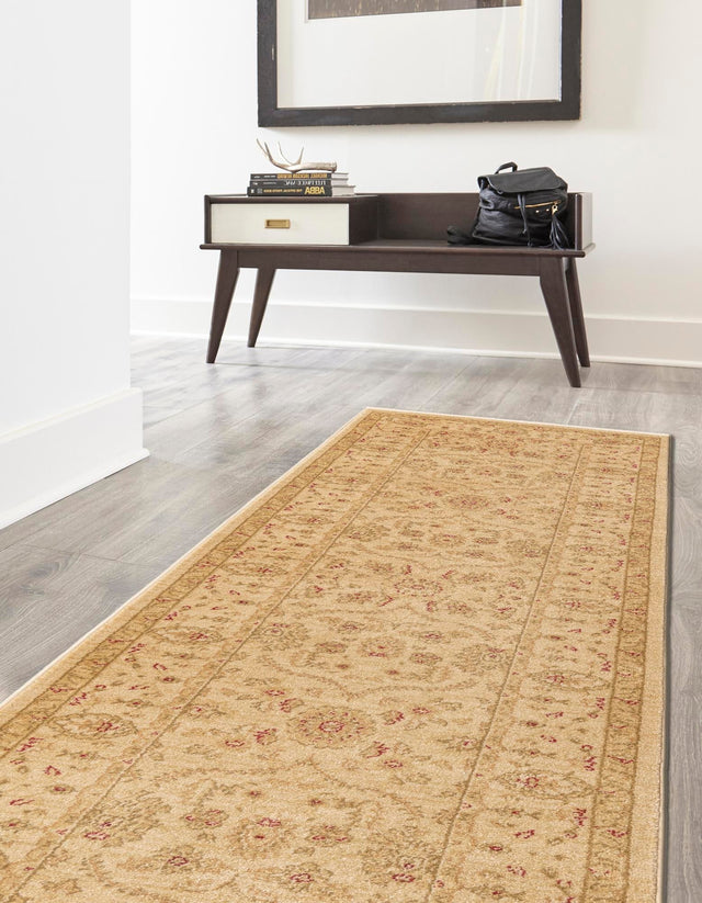 Cream 2' 7 x 10' Edinburgh Runner Area Rug 100% Polypropylene Easy Clean With Cotton Backing Traditional Classic Design Carpet for Living, Dining Room, Office for Sale at Rug Engine