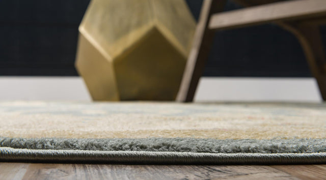 Blue 6' 1 x 6' 1 Edinburgh Round Area Rug 100% Polypropylene Easy Clean With Cotton Backing Traditional Classic Design Carpet for Living, Dining Room, Office for Sale at Rug Engine