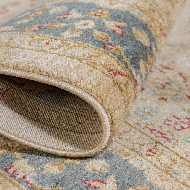 Champagne 8' x 8' Edinburgh Round Area Rug 100% Polypropylene Easy Clean With Cotton Backing Traditional Classic Design Carpet for Living, Dining Room, Office for Sale at Rug Engine