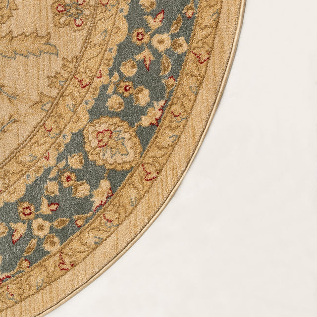 Champagne 6' 1 x 6' 1 Edinburgh Round Area Rug 100% Polypropylene Easy Clean With Cotton Backing Traditional Classic Design Carpet for Living, Dining Room, Office for Sale at Rug Engine