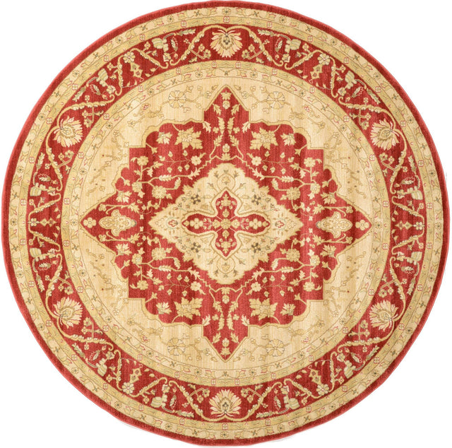 Red 8' x 8' Edinburgh Round Area Rug 100% Polypropylene Easy Clean With Cotton Backing Traditional Classic Design Carpet for Living, Dining Room, Office for Sale at Rug Engine