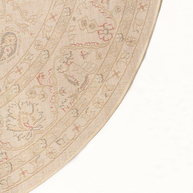 Cream 6' 1 x 6' 1 Edinburgh Round Area Rug 100% Polypropylene Easy Clean With Cotton Backing Traditional Classic Design Carpet for Living, Dining Room, Office for Sale at Rug Engine