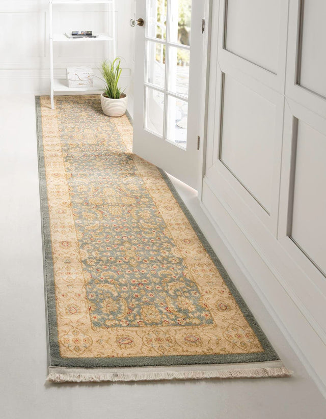 Blue 2' 7 x 10' Edinburgh Runner Area Rug 100% Polypropylene Easy Clean With Cotton Backing Traditional Classic Design Carpet for Living, Dining Room, Office for Sale at Rug Engine