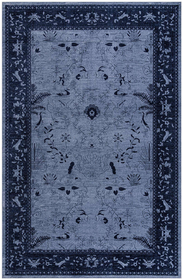 Blue 10' 6 x 16' 5 La Jolla Rectangle Area Rug 100% Polypropylene Traditional Pattern Easy Clean Carpet for Living, Dining, Bedroom, Office for Sale at Rug Engine