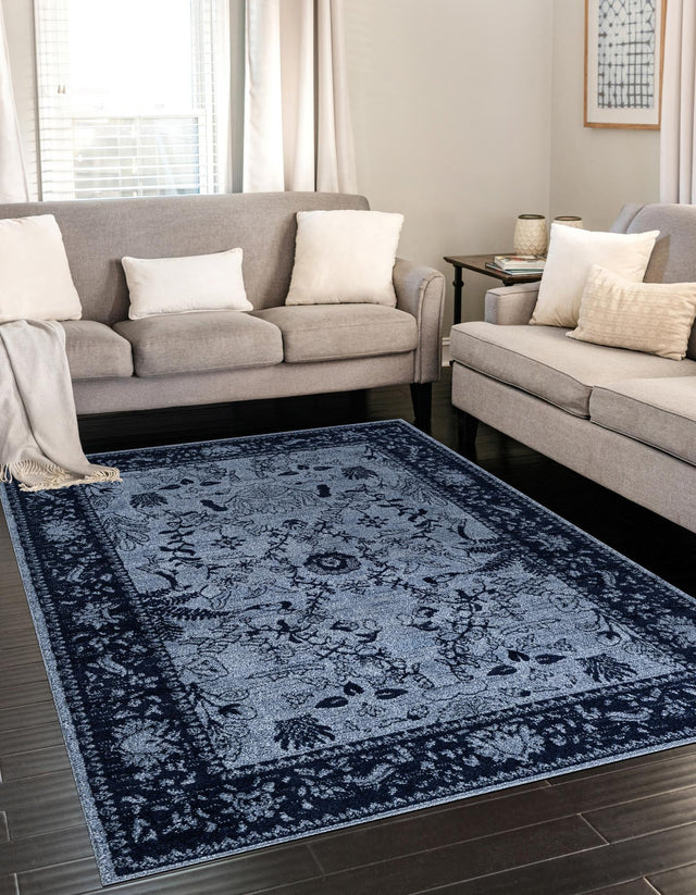 Blue 9' x 12' La Jolla Rectangle Area Rug 100% Polypropylene Traditional Pattern Easy Clean Carpet for Living, Dining, Bedroom, Office for Sale at Rug Engine