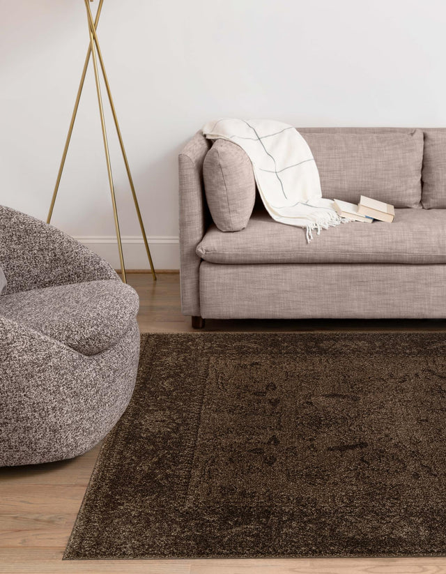 Brown 5' 3 x 8' La Jolla Rectangle Area Rug 100% Polypropylene Traditional Pattern Easy Clean Carpet for Living, Dining, Bedroom, Office for Sale at Rug Engine