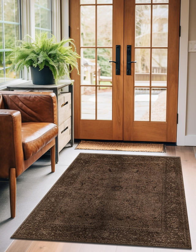 Brown 7' 10 x 11' La Jolla Rectangle Area Rug 100% Polypropylene Traditional Pattern Easy Clean Carpet for Living, Dining, Bedroom, Office for Sale at Rug Engine