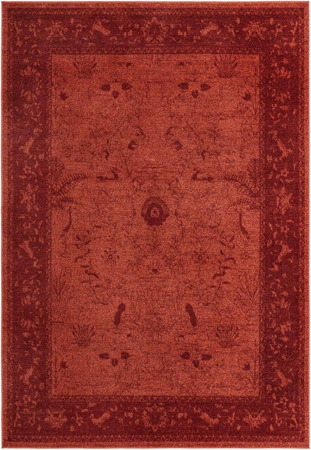 Rust Red 7' 1 x 10' La Jolla Rectangle Area Rug 100% Polypropylene Traditional Pattern Easy Clean Carpet for Living, Dining, Bedroom, Office for Sale at Rug Engine