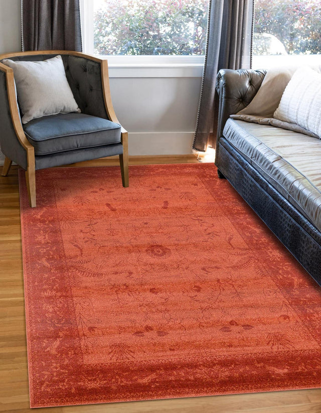 Rust Red 4' 1 x 6' 1 La Jolla Rectangle Area Rug 100% Polypropylene Traditional Pattern Easy Clean Carpet for Living, Dining, Bedroom, Office for Sale at Rug Engine