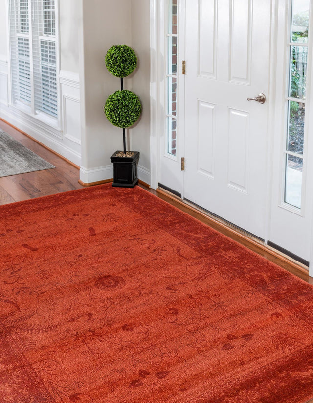 Rust Red 4' 1 x 6' 1 La Jolla Rectangle Area Rug 100% Polypropylene Traditional Pattern Easy Clean Carpet for Living, Dining, Bedroom, Office for Sale at Rug Engine
