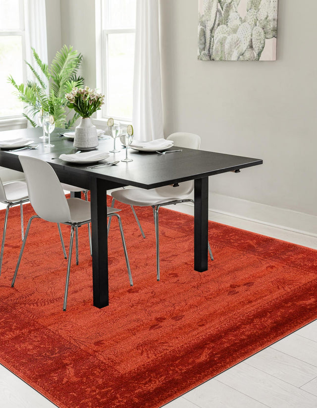 Rust Red 4' 1 x 6' 1 La Jolla Rectangle Area Rug 100% Polypropylene Traditional Pattern Easy Clean Carpet for Living, Dining, Bedroom, Office for Sale at Rug Engine