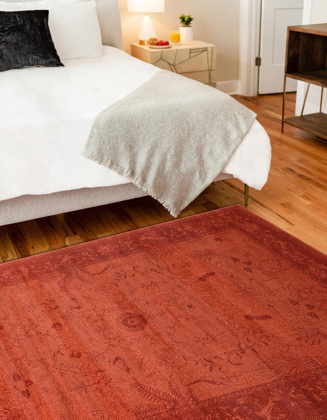 Rust Red 4' 1 x 6' 1 La Jolla Rectangle Area Rug 100% Polypropylene Traditional Pattern Easy Clean Carpet for Living, Dining, Bedroom, Office for Sale at Rug Engine