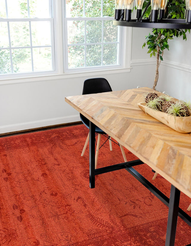 Rust Red 7' 1 x 10' La Jolla Rectangle Area Rug 100% Polypropylene Traditional Pattern Easy Clean Carpet for Living, Dining, Bedroom, Office for Sale at Rug Engine