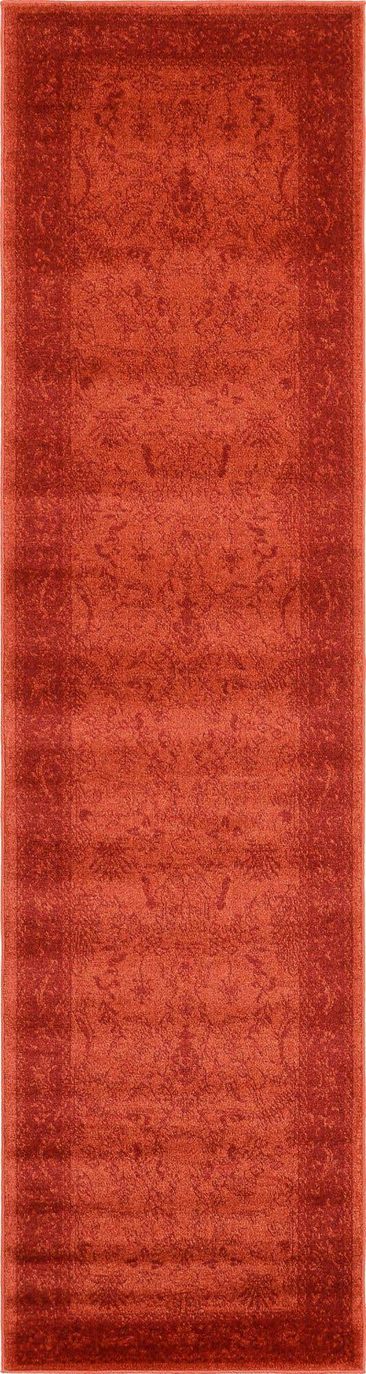 Rust Red 2' 7 x 10' La Jolla Runner Area Rug 100% Polypropylene Traditional Pattern Easy Clean Carpet for Living, Dining, Bedroom, Office for Sale at Rug Engine