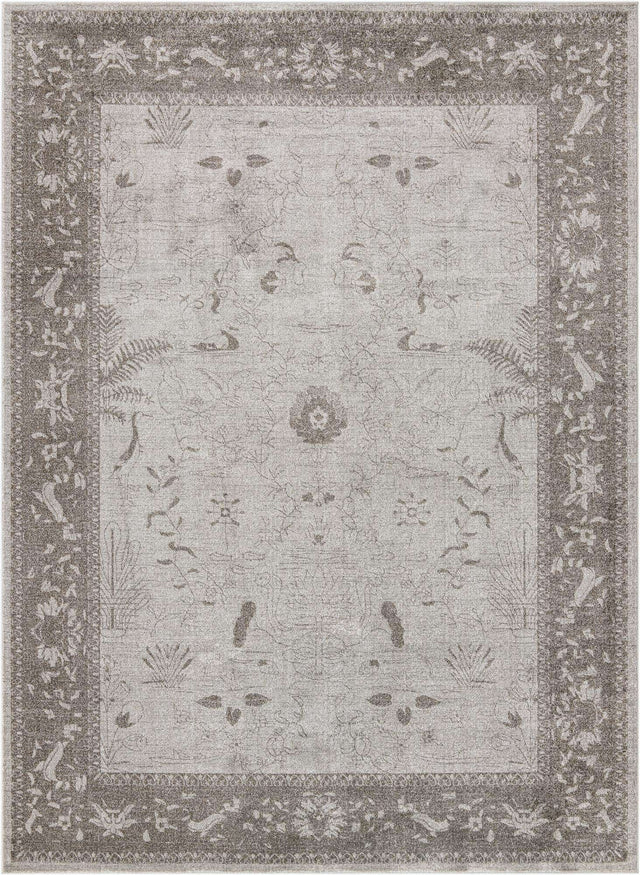 Light Gray 9' x 12' La Jolla Rectangle Area Rug 100% Polypropylene Traditional Pattern Easy Clean Carpet for Living, Dining, Bedroom, Office for Sale at Rug Engine