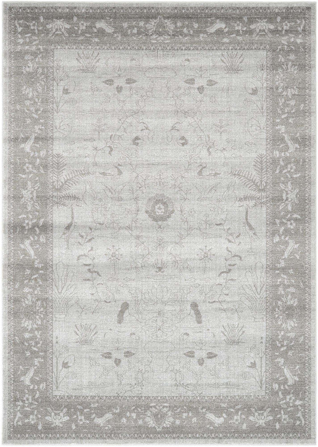 Light Gray 7' 1 x 10' La Jolla Rectangle Area Rug 100% Polypropylene Traditional Pattern Easy Clean Carpet for Living, Dining, Bedroom, Office for Sale at Rug Engine