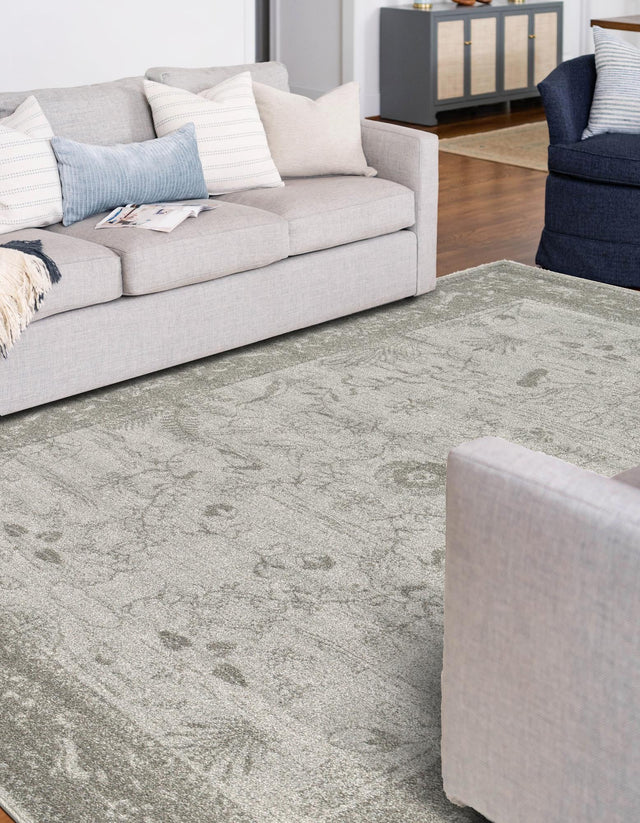 Light Gray 7' 1 x 10' La Jolla Rectangle Area Rug 100% Polypropylene Traditional Pattern Easy Clean Carpet for Living, Dining, Bedroom, Office for Sale at Rug Engine