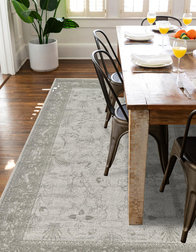 Light Gray 7' 1 x 10' La Jolla Rectangle Area Rug 100% Polypropylene Traditional Pattern Easy Clean Carpet for Living, Dining, Bedroom, Office for Sale at Rug Engine