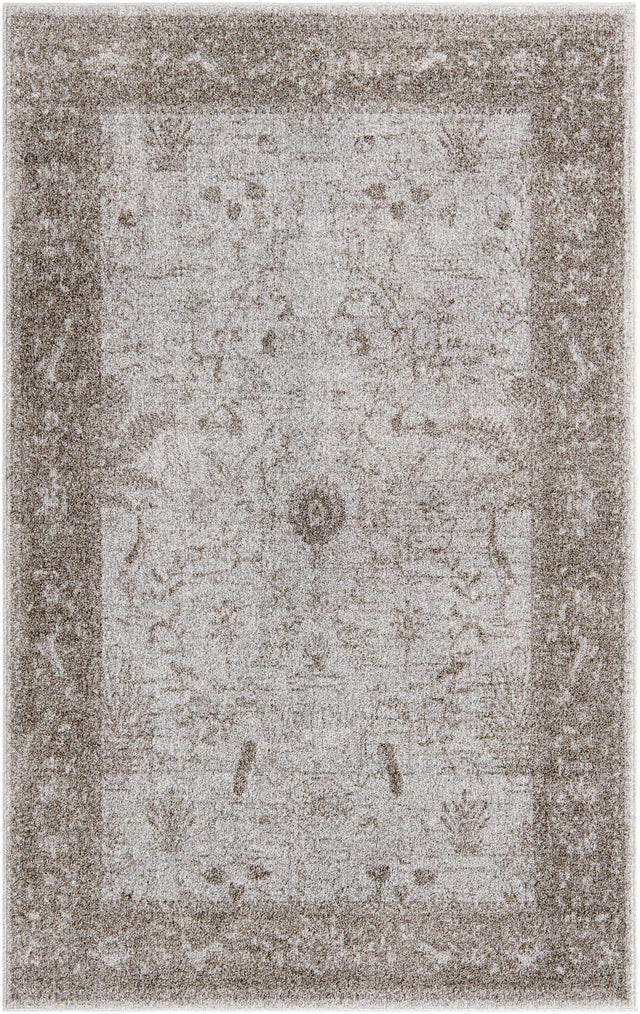 Light Gray 5' 3 x 8' La Jolla Rectangle Area Rug 100% Polypropylene Traditional Pattern Easy Clean Carpet for Living, Dining, Bedroom, Office for Sale at Rug Engine
