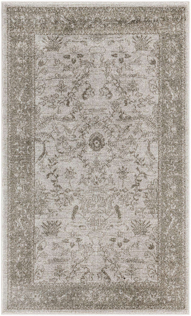 Light Gray 3' 1 x 5' 3 La Jolla Rectangle Area Rug 100% Polypropylene Traditional Pattern Easy Clean Carpet for Living, Dining, Bedroom, Office for Sale at Rug Engine