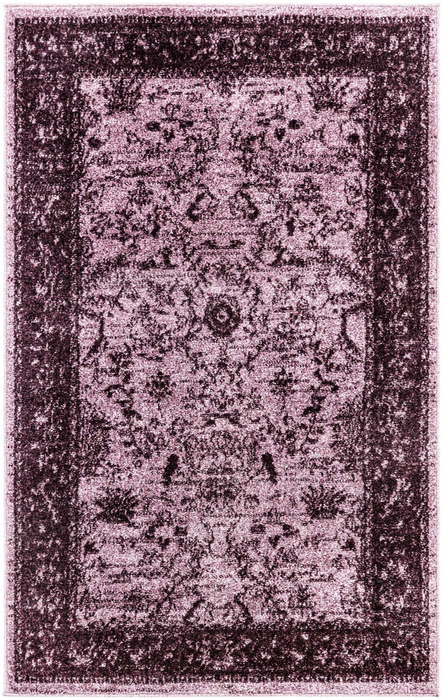 Purple 3' 1 x 5' 3 La Jolla Rectangle Area Rug 100% Polypropylene Traditional Pattern Easy Clean Carpet for Living, Dining, Bedroom, Office for Sale at Rug Engine
