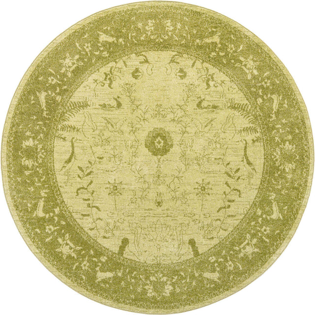 Light Green 7' 10 x 7' 10 La Jolla Round Area Rug 100% Polypropylene Traditional Pattern Easy Clean Carpet for Living, Dining, Bedroom, Office for Sale at Rug Engine