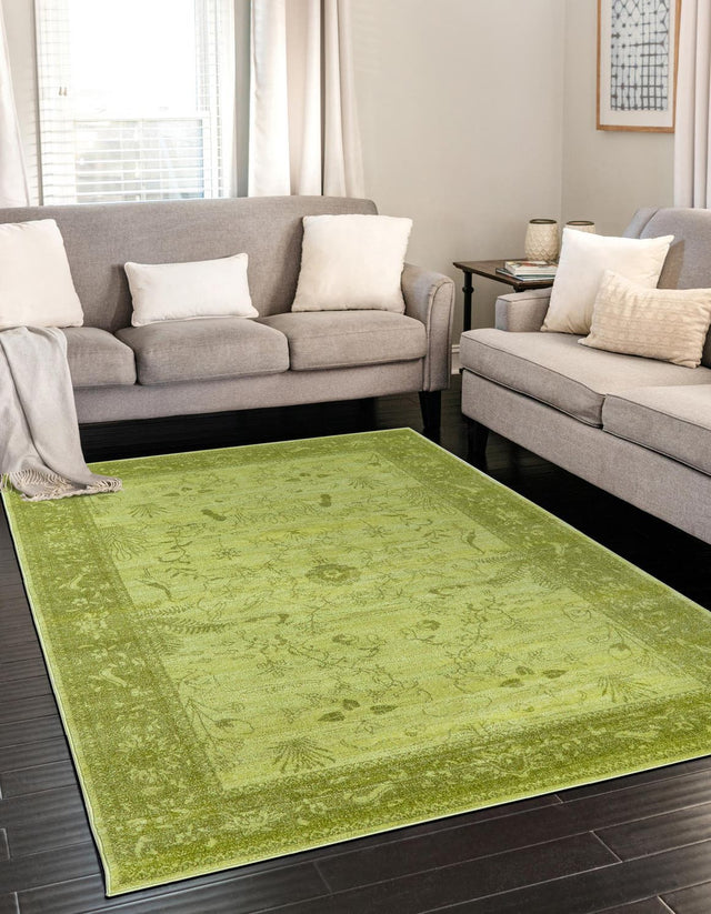 Light Green 7' 1 x 10' La Jolla Rectangle Area Rug 100% Polypropylene Traditional Pattern Easy Clean Carpet for Living, Dining, Bedroom, Office for Sale at Rug Engine