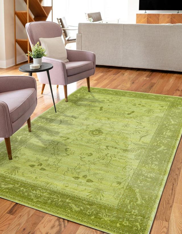 Light Green 7' 1 x 10' La Jolla Rectangle Area Rug 100% Polypropylene Traditional Pattern Easy Clean Carpet for Living, Dining, Bedroom, Office for Sale at Rug Engine