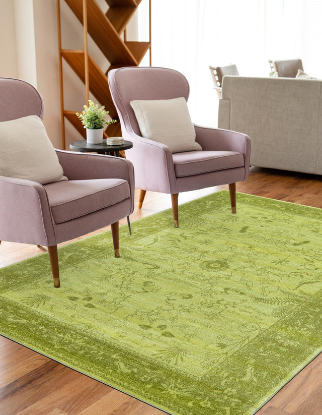Light Green 7' 1 x 10' La Jolla Rectangle Area Rug 100% Polypropylene Traditional Pattern Easy Clean Carpet for Living, Dining, Bedroom, Office for Sale at Rug Engine