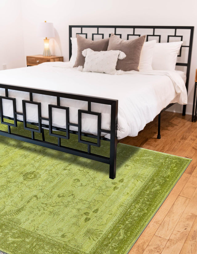 Light Green 7' 1 x 10' La Jolla Rectangle Area Rug 100% Polypropylene Traditional Pattern Easy Clean Carpet for Living, Dining, Bedroom, Office for Sale at Rug Engine