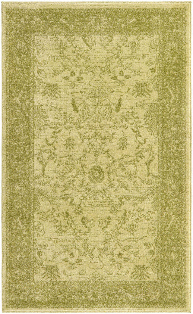 Light Green 3' 1 x 5' 3 La Jolla Rectangle Area Rug 100% Polypropylene Traditional Pattern Easy Clean Carpet for Living, Dining, Bedroom, Office for Sale at Rug Engine
