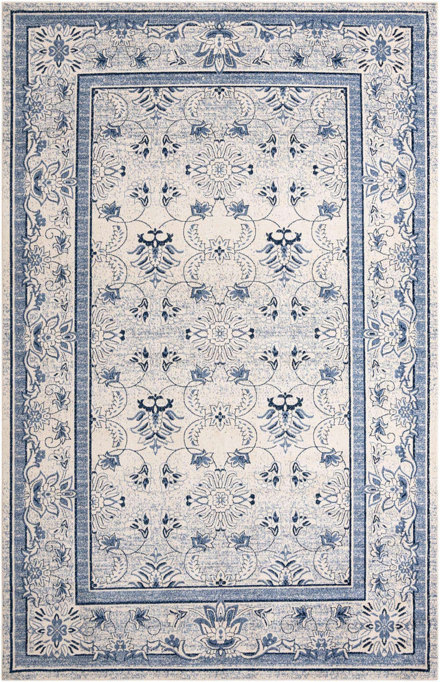 Ivory Blue 10' 6 x 16' 5 La Jolla Rectangle Area Rug 100% Polypropylene Traditional Pattern Easy Clean Carpet for Living, Dining, Bedroom, Office for Sale at Rug Engine