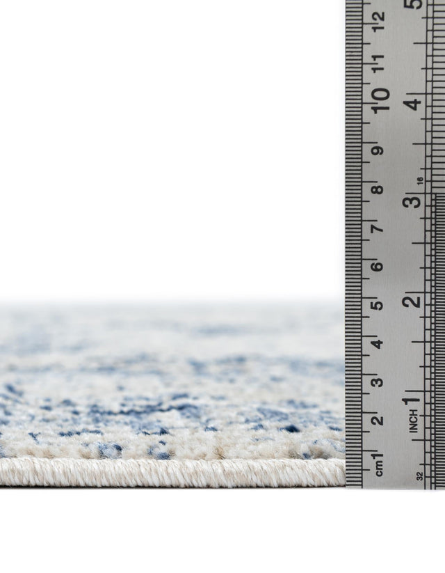 Ivory Blue 7' 10 x 7' 10 La Jolla Round Area Rug 100% Polypropylene Traditional Pattern Easy Clean Carpet for Living, Dining, Bedroom, Office for Sale at Rug Engine