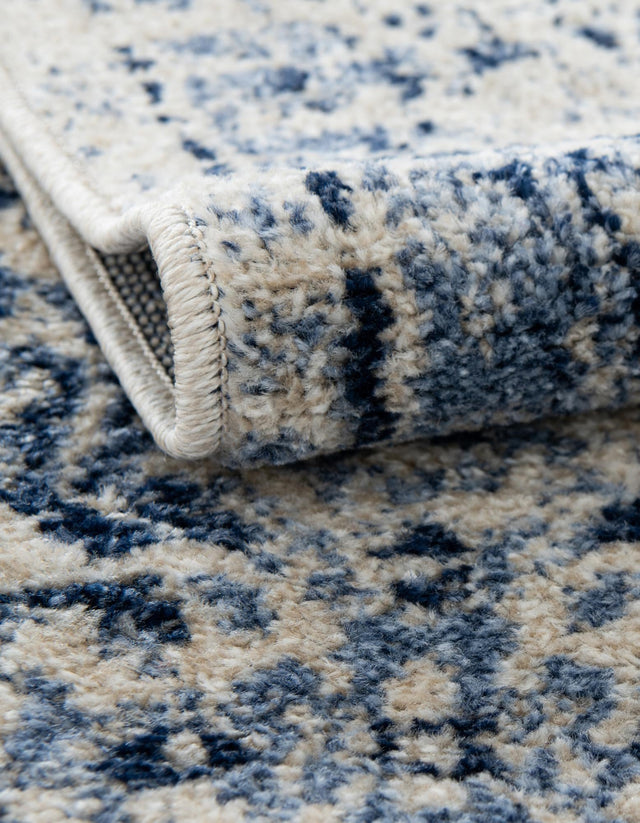 Ivory Blue 7' 10 x 7' 10 La Jolla Round Area Rug 100% Polypropylene Traditional Pattern Easy Clean Carpet for Living, Dining, Bedroom, Office for Sale at Rug Engine