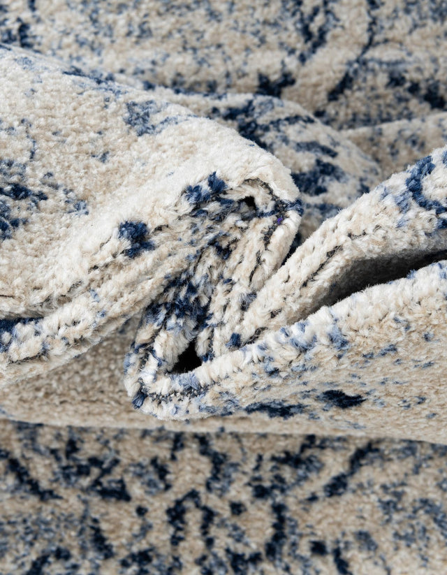 Ivory Blue 7' 10 x 7' 10 La Jolla Round Area Rug 100% Polypropylene Traditional Pattern Easy Clean Carpet for Living, Dining, Bedroom, Office for Sale at Rug Engine