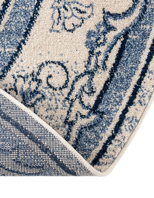 Ivory Blue 6' 1 x 6' 1 La Jolla Round Area Rug 100% Polypropylene Traditional Pattern Easy Clean Carpet for Living, Dining, Bedroom, Office for Sale at Rug Engine