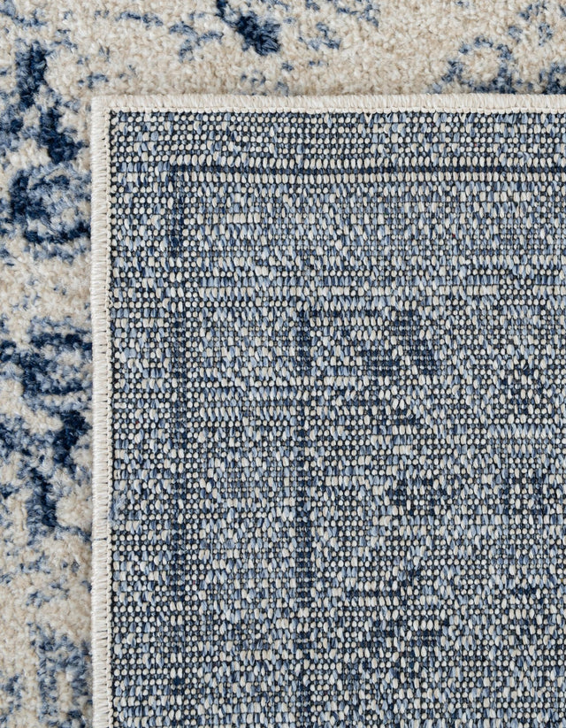 Ivory Blue 2' 7 x 10' La Jolla Runner Area Rug 100% Polypropylene Traditional Pattern Easy Clean Carpet for Living, Dining, Bedroom, Office for Sale at Rug Engine