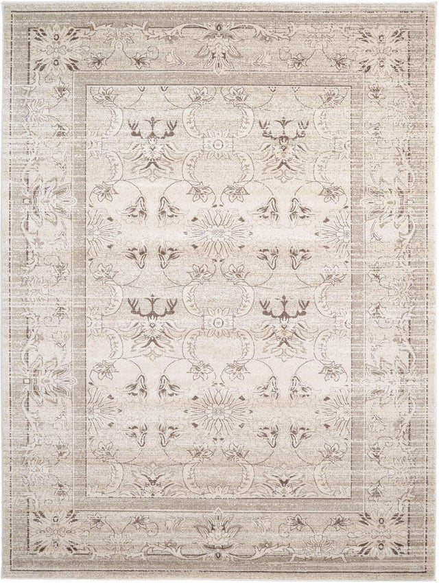 Ivory 9' x 12' La Jolla Rectangle Area Rug 100% Polypropylene Traditional Pattern Easy Clean Carpet for Living, Dining, Bedroom, Office for Sale at Rug Engine