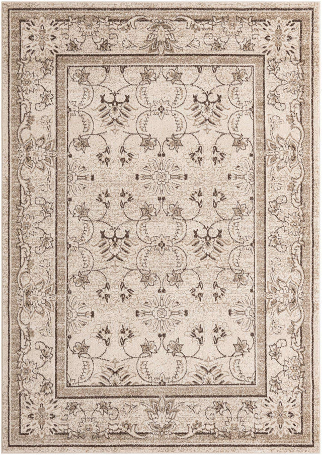 Ivory 7' 1 x 10' La Jolla Rectangle Area Rug 100% Polypropylene Traditional Pattern Easy Clean Carpet for Living, Dining, Bedroom, Office for Sale at Rug Engine