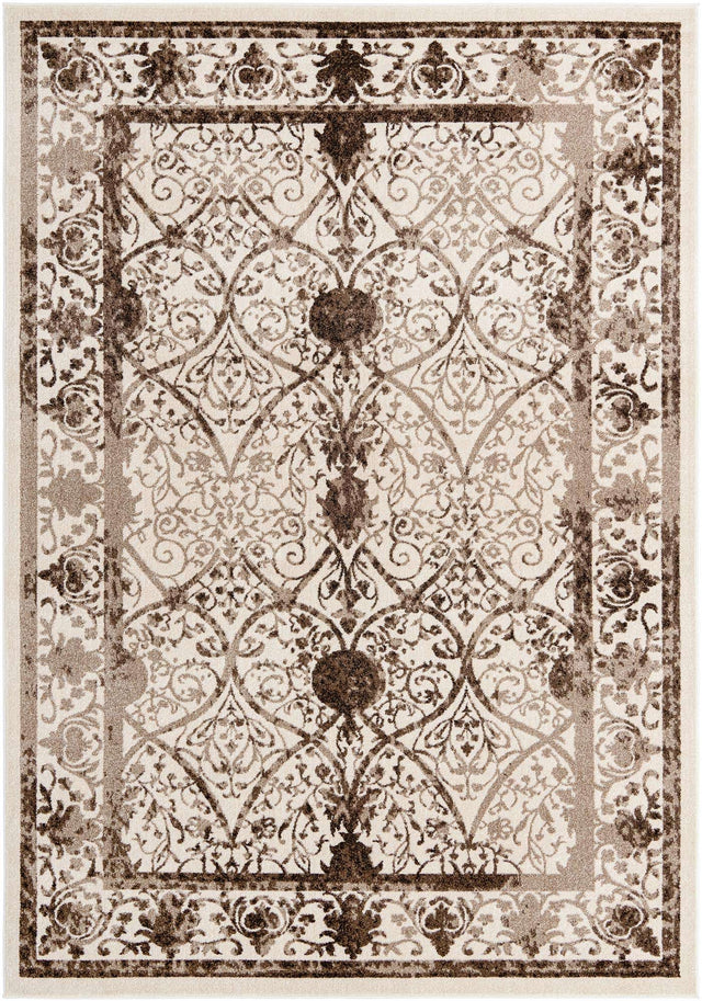 Beige 7' 1 x 10' La Jolla Rectangle Area Rug 100% Polypropylene Traditional Pattern Easy Clean Carpet for Living, Dining, Bedroom, Office for Sale at Rug Engine