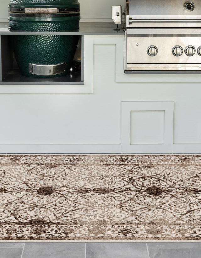 Beige 7' 10 x 11' La Jolla Rectangle Area Rug 100% Polypropylene Traditional Pattern Easy Clean Carpet for Living, Dining, Bedroom, Office for Sale at Rug Engine