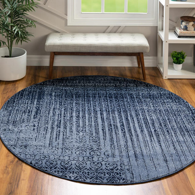 Blue 3' 1 x 3' 1 Del Mar Round Area Rug 100% Polypropylene Easy Clean Stain Resistant Vivid Modern Carpet Mat for Home Decor Interior Designing for Sale at Rug Engine