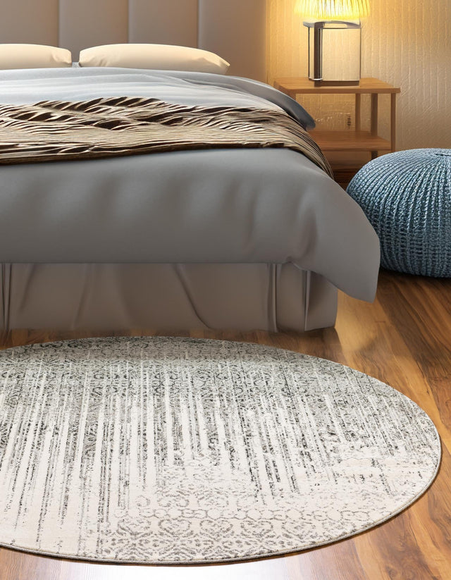 Gray 7' 10 x 7' 10 Del Mar Round Area Rug 100% Polypropylene Easy Clean Stain Resistant Vivid Modern Carpet Mat for Home Decor Interior Designing for Sale at Rug Engine