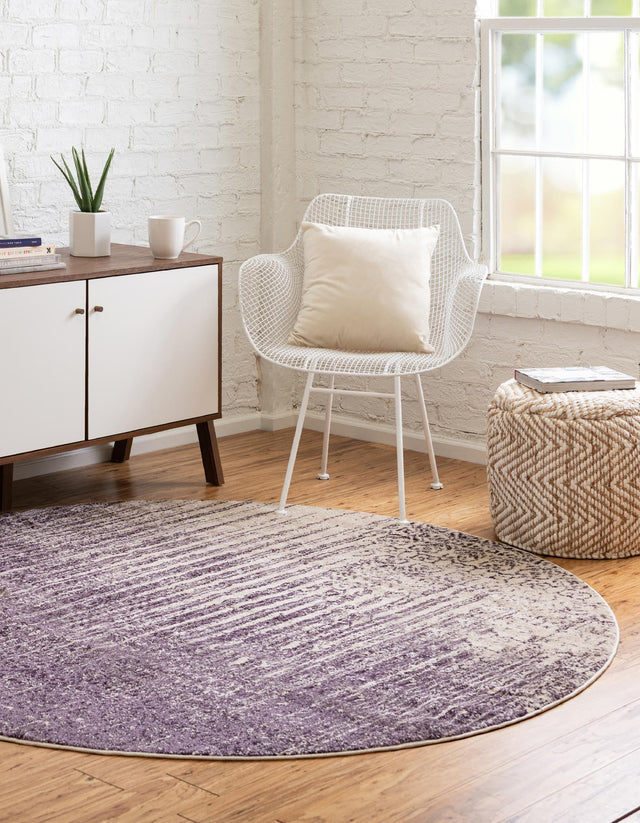 Purple 4' 1 x 4' 1 Del Mar Round Area Rug 100% Polypropylene Easy Clean Stain Resistant Vivid Modern Carpet Mat for Home Decor Interior Designing for Sale at Rug Engine