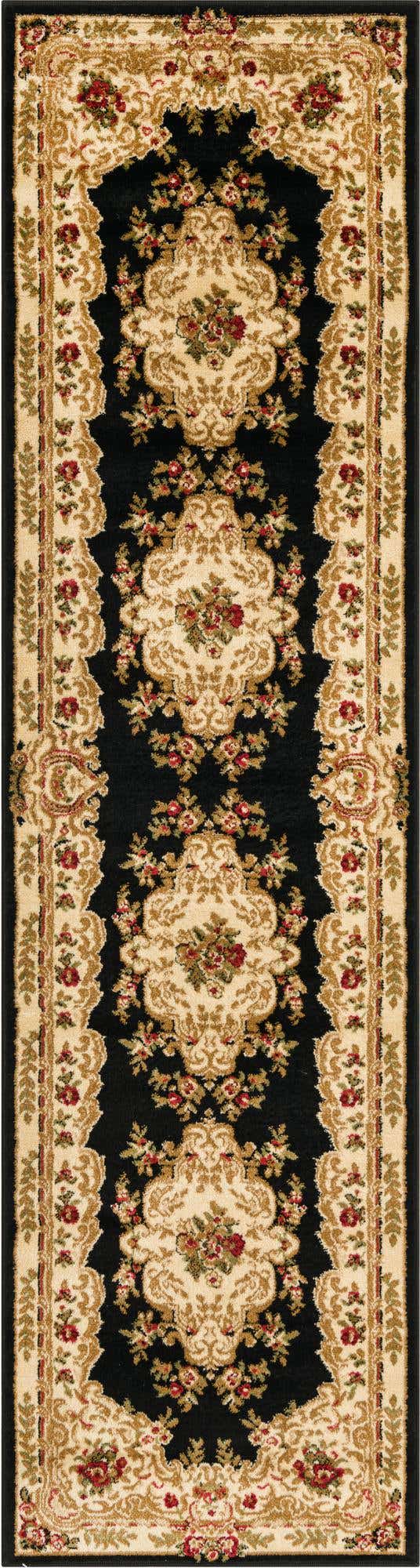 Black 2' 7 x 10' Versailles Runner Area Rug