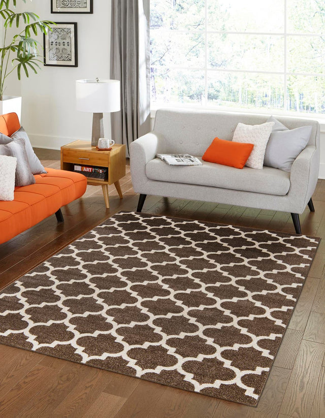 Brown 5' 3 x 8' Trellis Rectangle Area Rug